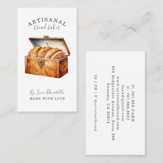 Bread Bakery Baker Business Card 名刺 (正面/裏面)