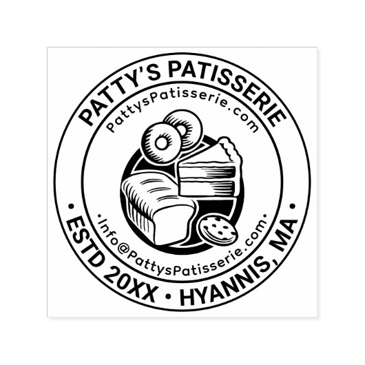 Bread Cake Baker Baker Business Name Loc URL Email セルフインキングスタンプ (デザイン)