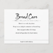 Bread Care Instructions Minimalist Typography サンキューカード (正面)