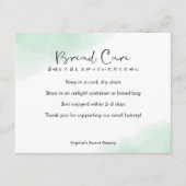 Bread Care Instructions Simple Green Watercolor サンキューカード (正面)