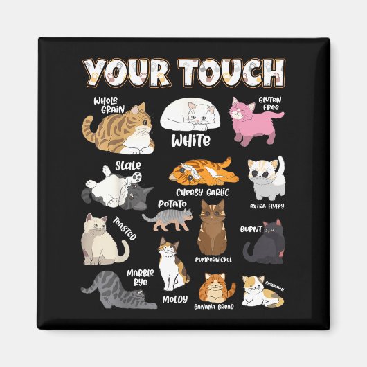 Bread Cats Variety Punny Cartoon Kitty Design  マグネット (正面)