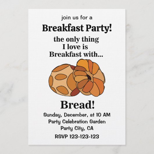 Bread Loaf Breakfast Party 招待状 (正面)