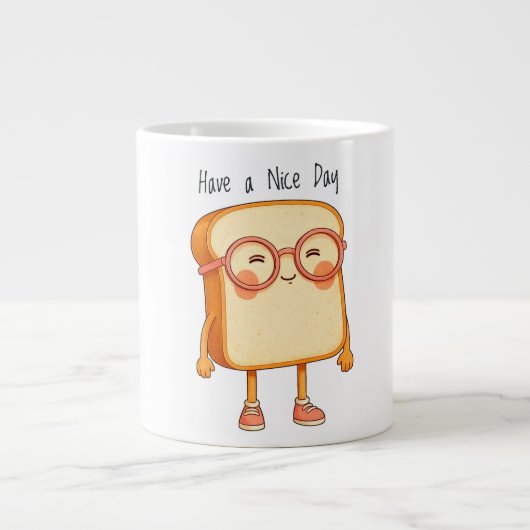 Bread Tony Have a Nice Day – Cute Bread ジャンボコーヒーマグカップ (正面)