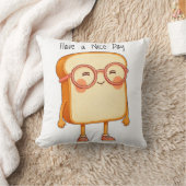 Bread Tony Have a Nice Day–Cute Bread Throw Pillow クッション (ブランケット)