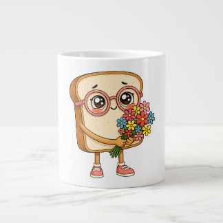 Bread Tony With Flowers – Cute Bread T-Shirt ジャンボコーヒーマグカップ