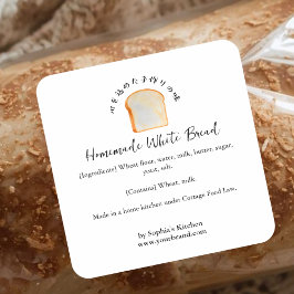 Bread Watercolor Bakery Ingredients Product スクエアシール