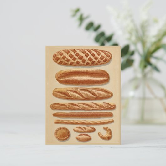 Breadsフランスのヴィンテージイラストグラフ ポストカード (スタンド正面)