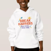 Break Barriers Kids’ Hoodie | Motivational Quote (正面)