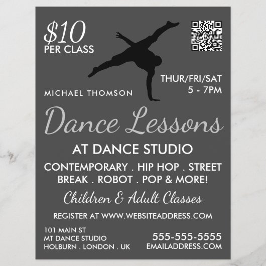 Break Dancer Silhouette、Dance Lesson 広告's チラシ (正面)