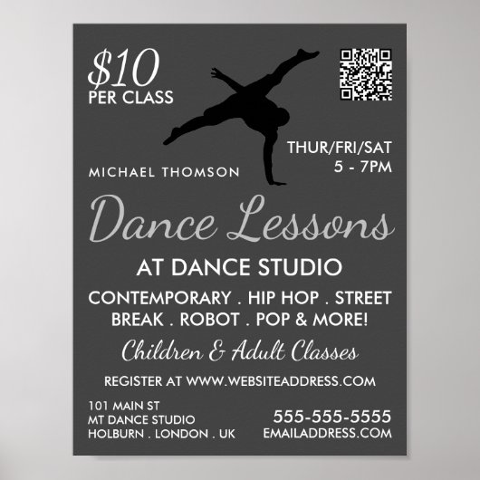 Break Dancer Silhouette、Dance Lesson 広告's ポスター (正面)
