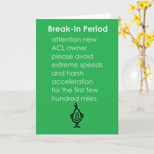 Break-In期間おもしろいACLの再構築詩 カード (黄色い花)