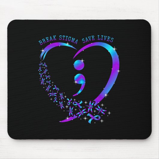 Break Stigma 救 Lives ハートSemicolon Sudie Pr マウスパッド (正面)