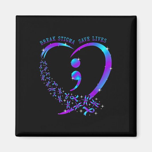 Break Stigma 救 Lives ハートSemicolon Sudie Pr マグネット (正面)