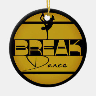 Breakdance黄色の黒とダンサー セラミックオーナメント