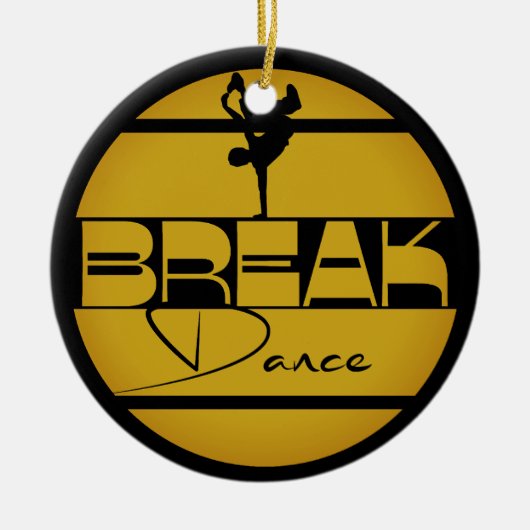 Breakdance黄色の黒とダンサー セラミックオーナメント (正面)