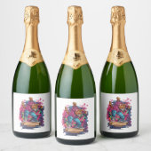 Breakdance Meow – アーバングラフィティキャットダンス スパークリングワインラベル (ボトル)