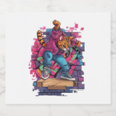 Breakdance Meow – アーバングラフィティキャットダンス スパークリングワインラベル (シングルラベル)