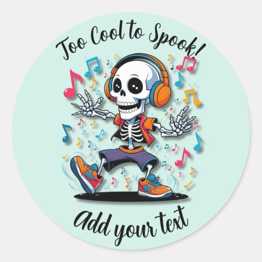 Breakdance Skeleton – Halloween Stickers ラウンドシール (正面)
