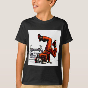 Breakdancerおよび箱のヒップホップ Tシャツ