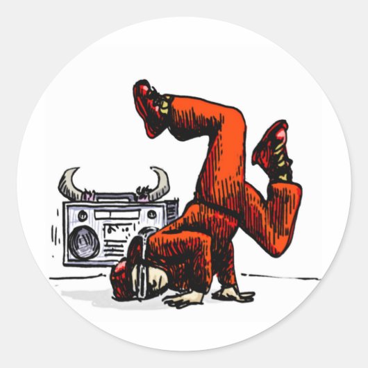 BreakdancerとBoxヒップホップ ラウンドシール (正面)