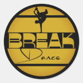 Breakdancer Break dance yellow ラウンドシール (正面)