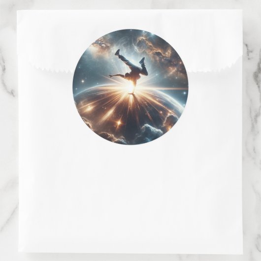 Breakdancer in action、Ai、Action in the 銀河系 ラウンドシール (バッグ)