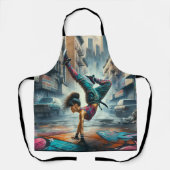 Breakdancer Women in action New Yorkのシルエット エプロン (正面)