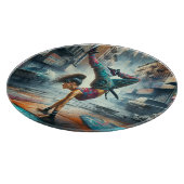 Breakdancer Women in action New Yorkのシルエット カッティングボード (角)