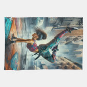 Breakdancer Women in action New Yorkのシルエット キッチンタオル (横)