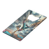 Breakdancer Women in action New Yorkのシルエット クレジットカード栓抜き (正面アングル)