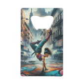 Breakdancer Women in action New Yorkのシルエット クレジットカード栓抜き (裏面)