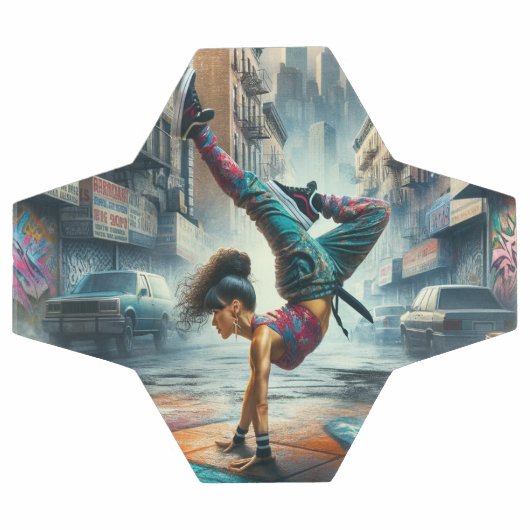 Breakdancer Women in action New Yorkのシルエット サッカーボール (フラット)