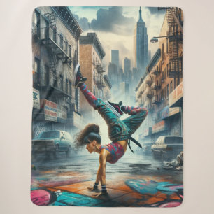 Breakdancer Women in action New Yorkのシルエット シェルパブランケット