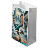 Breakdancer Women in action New Yorkのシルエット スモールペーパーバッグ (裏面アングル)