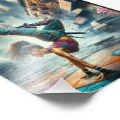 Breakdancer Women in action New Yorkのシルエット フォトプリント (角)