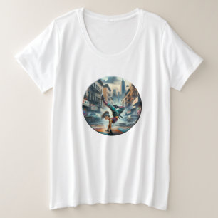 Breakdancer Women in action New Yorkのシルエット プラスサイズTシャツ