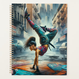 Breakdancer Women in action New Yorkのシルエット プランナー手帳