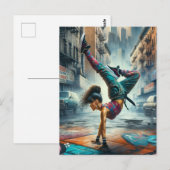 Breakdancer Women in action New Yorkのシルエット ポストカード (正面/裏面)