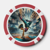 Breakdancer Women in action New Yorkのシルエット ポーカーチップ (裏面)