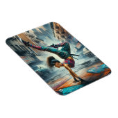 Breakdancer Women in action New Yorkのシルエット マグネット (右側)