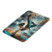 Breakdancer Women in action New Yorkのシルエット マグネット (左側)