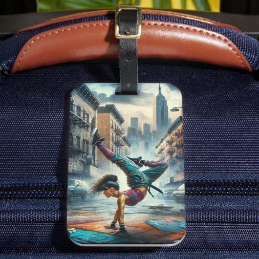 Breakdancer Women in action New Yorkのシルエット ラゲッジタグ (正面インサイチュ2)