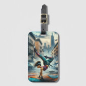 Breakdancer Women in action New Yorkのシルエット ラゲッジタグ (正面縦)