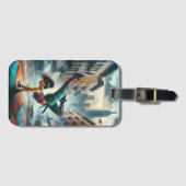 Breakdancer Women in action New Yorkのシルエット ラゲッジタグ (正面横)