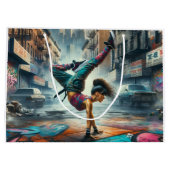 Breakdancer Women in action New Yorkのシルエット ラージペーパーバッグ (裏面)