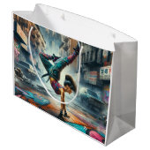 Breakdancer Women in action New Yorkのシルエット ラージペーパーバッグ (裏面アングル)