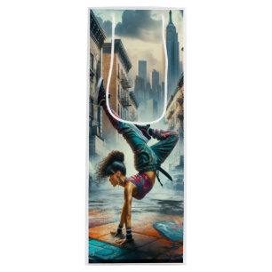 Breakdancer Women in action New Yorkのシルエット ワインギフトバッグ