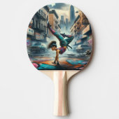 Breakdancer Women in action New Yorkのシルエット 卓球ラケット (正面)