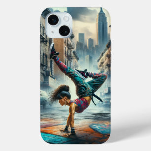 Breakdancer Women in action New Yorkのシルエット iPhone 15 Miniケース