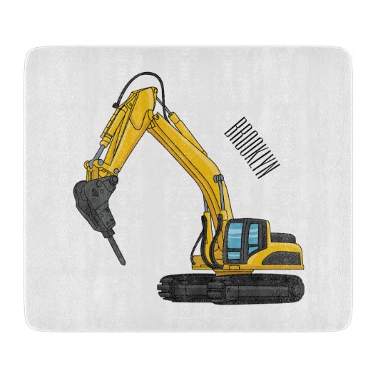 Breaker excavator cartoon illustration カッティングボード (正面)
